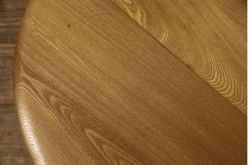 イギリスビンテージ　レアモデル!　ERCOL(アーコール)　角のない優しいフォルムのバタフライローテーブル(ラウンドテーブル、バタフライテーブル、センターテーブル、エクステンションテーブル、ヴィンテージ)(R-063501)