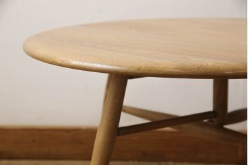 イギリスビンテージ　レアモデル!　ERCOL(アーコール)　角のない優しいフォルムのバタフライローテーブル(ラウンドテーブル、バタフライテーブル、センターテーブル、エクステンションテーブル、ヴィンテージ)(R-063501)