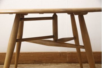 イギリスビンテージ　レアモデル!　ERCOL(アーコール)　角のない優しいフォルムのバタフライローテーブル(ラウンドテーブル、バタフライテーブル、センターテーブル、エクステンションテーブル、ヴィンテージ)(R-063501)