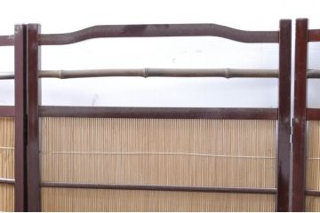 和製ビンテージ　大正ロマン　和の趣あふれる4連衝立て(衝い立て、パーテーション、つい立て、仕切り、ヴィンテージ)(R-063525)