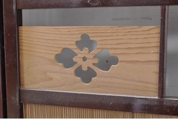 和製ビンテージ　大正ロマン　和の趣あふれる4連衝立て(衝い立て、パーテーション、つい立て、仕切り、ヴィンテージ)(R-063525)