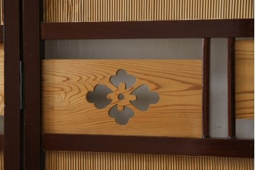 和製ビンテージ　大正ロマン　和の趣あふれる4連衝立て　(R-063525)