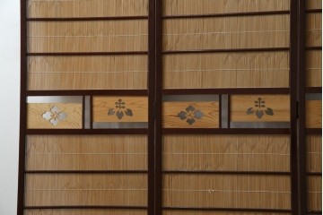 和製ビンテージ　大正ロマン　和の趣あふれる4連衝立て　(R-063525)