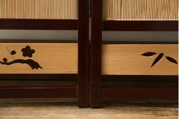 和製ビンテージ　大正ロマン　和の趣あふれる4連衝立て　(R-063525)