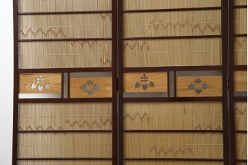 和製ビンテージ　大正ロマン　和の趣あふれる4連衝立て　(R-063525)