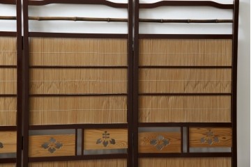 和製ビンテージ　大正ロマン　和の趣あふれる4連衝立て　(R-063525)