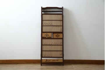 和製ビンテージ　大正ロマン　和の趣あふれる4連衝立て　(R-063525)