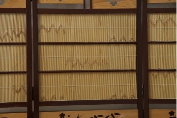 和製ビンテージ　大正ロマン　和の趣あふれる4連衝立て　(R-063525)