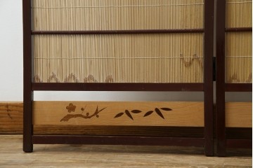 和製ビンテージ　大正ロマン　和の趣あふれる4連衝立て　(R-063525)