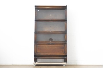 イギリスアンティーク　Globe Wernicke(グローブ ウェルニッケ)　希少デザイン!!　高級品!!　多機能なのにスリムサイズなビューロー付きスタッキングブックケース　(R-063540)