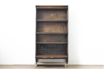 イギリスアンティーク　Globe Wernicke(グローブ ウェルニッケ)　希少デザイン!!　高級品!!　多機能なのにスリムサイズなビューロー付きスタッキングブックケース　(R-063540)