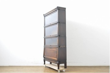 イギリスアンティーク　Globe Wernicke(グローブ ウェルニッケ)　希少デザイン!!　高級品!!　多機能なのにスリムサイズなビューロー付きスタッキングブックケース　(R-063540)