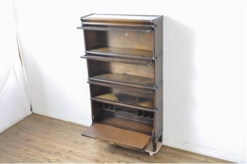 イギリスアンティーク　Globe Wernicke(グローブ ウェルニッケ)　希少デザイン!!　高級品!!　多機能なのにスリムサイズなビューロー付きスタッキングブックケース　(R-063540)