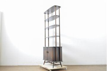 イギリスビンテージ　ERCOL(アーコール)　洗練された佇まいのルームディバイダー(ブックシェルフ、間仕切り、飾り棚、収納棚、戸棚、オープンラック、キャビネット、ヴィンテージ)(R-063541)