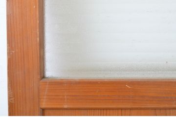 アンティーク建具　銀モールガラス　和洋どちらにも合うシンプルなデザインが魅力のガラス扉1枚(ドア、木製扉)(R-063578)