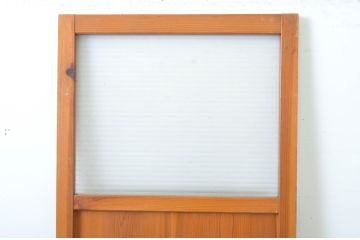 アンティーク建具　銀モールガラス　和洋どちらにも合うシンプルなデザインが魅力のガラス扉1枚(ドア、木製扉)(R-063578)