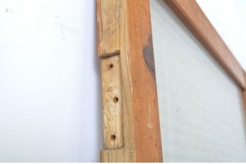 アンティーク建具　銀モールガラス　和洋どちらにも合うシンプルなデザインが魅力のガラス扉1枚(ドア、木製扉)(R-063578)