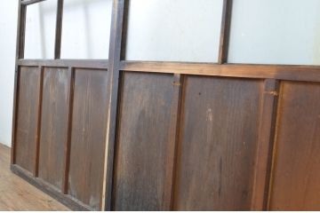 アンティーク建具　時を重ねた木色が印象深いガラス戸2枚セット(引き戸)(R-063580)