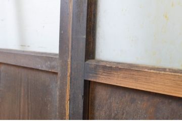 アンティーク建具　時を重ねた木色が印象深いガラス戸2枚セット(引き戸)(R-063580)