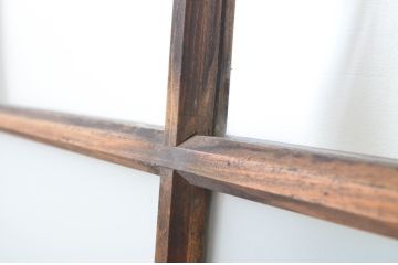 アンティーク建具　時を重ねた木色が印象深いガラス戸2枚セット(引き戸)(R-063580)