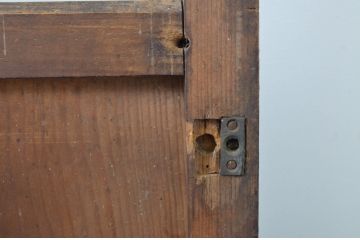 アンティーク建具　時を重ねた木色が印象深いガラス戸2枚セット(引き戸)(R-063580)