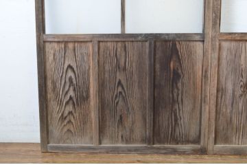 アンティーク建具　時を重ねた木色が印象深いガラス戸2枚セット(引き戸)(R-063580)