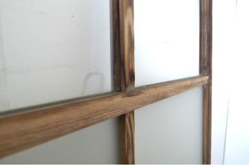 アンティーク建具　時を重ねた木色が印象深いガラス戸2枚セット(引き戸)(R-063580)