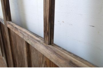 アンティーク建具　時を重ねた木色が印象深いガラス戸2枚セット(引き戸)(R-063580)