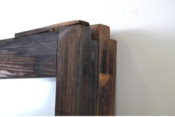 アンティーク建具　時を重ねた木色が印象深いガラス戸2枚セット(引き戸)(R-063580)
