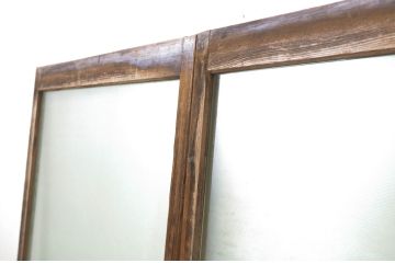 アンティーク建具　プレスガラス入り　光を取り入れたいお部屋におすすめのガラス戸2枚セット(引き戸)(R-063581)