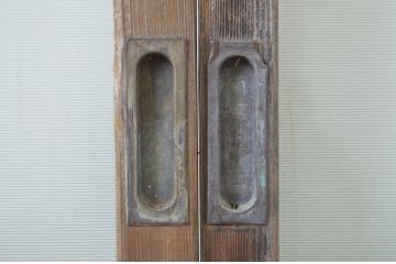 アンティーク建具　プレスガラス入り　光を取り入れたいお部屋におすすめのガラス戸2枚セット(引き戸)(R-063581)