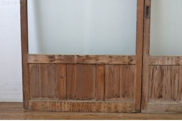 アンティーク建具　プレスガラス入り　光を取り入れたいお部屋におすすめのガラス戸2枚セット(引き戸)(R-063581)