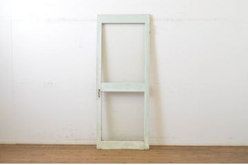 アンティーク建具　ペイント仕上げ限定　モールガラス　淡い色味が可愛らしいドア1枚(扉、木製扉、ガラス扉、玄関ドア)(R-063582)