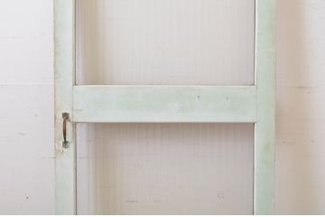アンティーク建具　ペイント仕上げ限定　モールガラス　淡い色味が可愛らしいドア1枚(扉、木製扉、ガラス扉、玄関ドア)(R-063582)