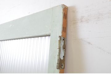アンティーク建具　ペイント仕上げ限定　モールガラス　淡い色味が可愛らしいドア1枚(扉、木製扉、ガラス扉、玄関ドア)(R-063582)
