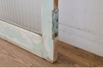 アンティーク建具　ペイント仕上げ限定　モールガラス　淡い色味が可愛らしいドア1枚(扉、木製扉、ガラス扉、玄関ドア)(R-063582)