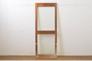 アンティーク建具　ペイント仕上げ限定　モールガラス　淡い色味が可愛らしいドア1枚(扉、木製扉、ガラス扉、玄関ドア)(R-063582)