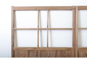 アンティーク建具　趣ある木味が魅力のガラス戸2枚セット(引き戸)(R-063584)