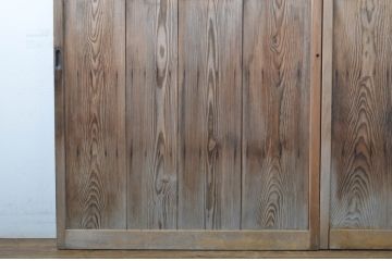 アンティーク建具　趣ある木味が魅力のガラス戸2枚セット(引き戸)(R-063584)
