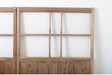 アンティーク建具　趣ある木味が魅力のガラス戸2枚セット(引き戸)(R-063584)