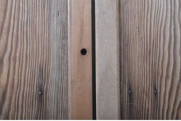 アンティーク建具　趣ある木味が魅力のガラス戸2枚セット(引き戸)(R-063584)