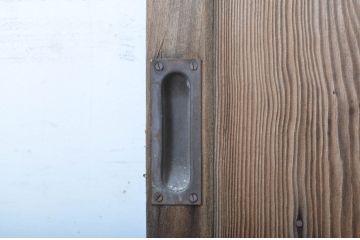アンティーク建具　趣ある木味が魅力のガラス戸2枚セット(引き戸)(R-063584)