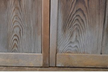 アンティーク建具　趣ある木味が魅力のガラス戸2枚セット(引き戸)(R-063584)