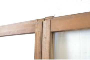 アンティーク建具　趣ある木味が魅力のガラス戸2枚セット(引き戸)(R-063584)