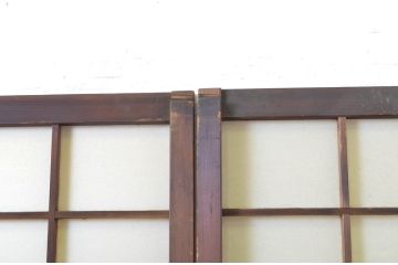 アンティーク建具　時の流れを感じさせる色合いが魅力の幅狭障子戸4枚セット(ガラス帯戸、引き戸、ガラス戸)(R-063586)