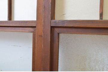 アンティーク建具　時の流れを感じさせる色合いが魅力の幅狭障子戸4枚セット(ガラス帯戸、引き戸、ガラス戸)(R-063586)
