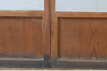 アンティーク建具　時の流れを感じさせる色合いが魅力の幅狭障子戸4枚セット(ガラス帯戸、引き戸、ガラス戸)(R-063586)