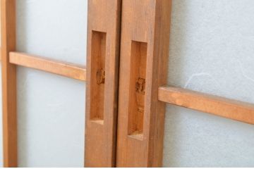 昭和レトロ　上品な和の空間づくりにおすすめのガラス入り格子戸4枚セット(建具、格子戸、引き戸、ガラス戸)(R-063587)