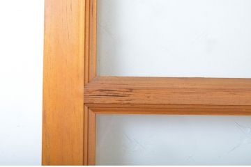 昭和レトロ　ヒノキ(檜)材　昭和の懐かしい雰囲気のあるレトロなガラス戸2枚セット(建具、引き戸)(R-063588)