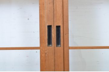 昭和レトロ　どこか懐かしい雰囲気漂うレトロな幅狭雪見障子戸4枚セット(建具、擦り上げ障子戸、擦上障子戸、引き戸)(R-063589)